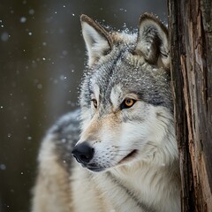 Obraz premium Winter Wolf: Eyes of the Wild