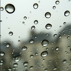 Crystal-clear water droplets form on a smooth surface, creating a reflective surface with tiny beads of water and morning dew
