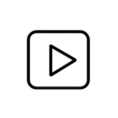 A Simple Line Art Play Button Icon In A Square With A Long Shadow