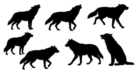 Wolf Silhouettes: A Pack's Howl