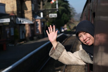 woman at the train window