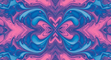 Pink & Blue Swirl Kaleidoscope: Abstract Fluid Art