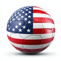 The American flag is emblazoned on a soccer ball representing patriotism in sports with a transparent background and 300 dpi
