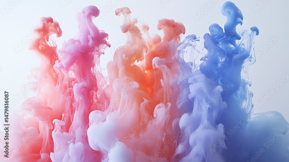 Poster colorful ink clouds in water create a mesmerizing abstract pattern