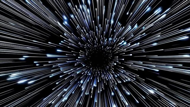 Warp speed starfield animation for sci-fi travel and space-time concepts