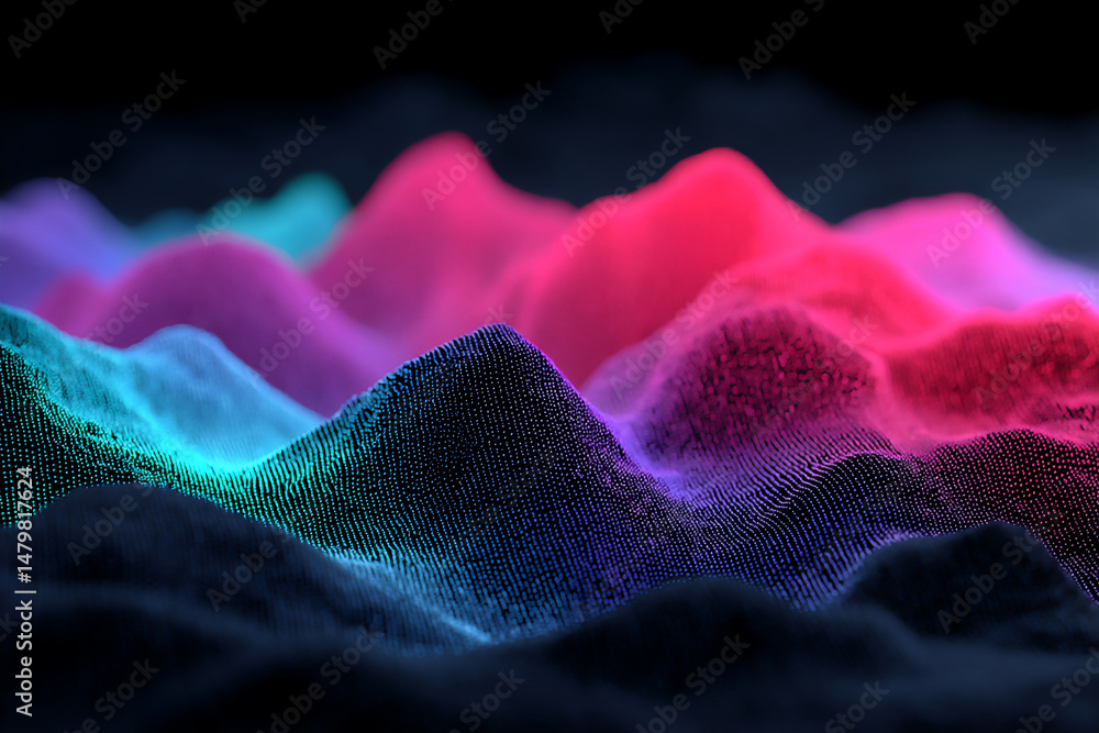 Poster a stylized 3d rendering of flowing lines and vibrant colors representing energy and movement in a fi