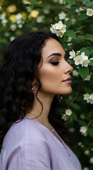Naklejka premium Serene Beauty: Jasmine & Lavender Hues
