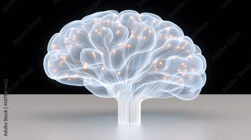 Poster innovative business team collaborating with virtual neural network technology in a modern office env