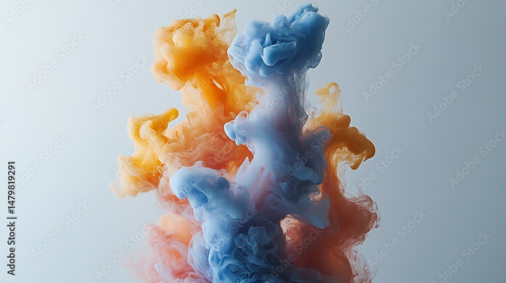 Poster colorful ink clouds in water create a mesmerizing abstract pattern