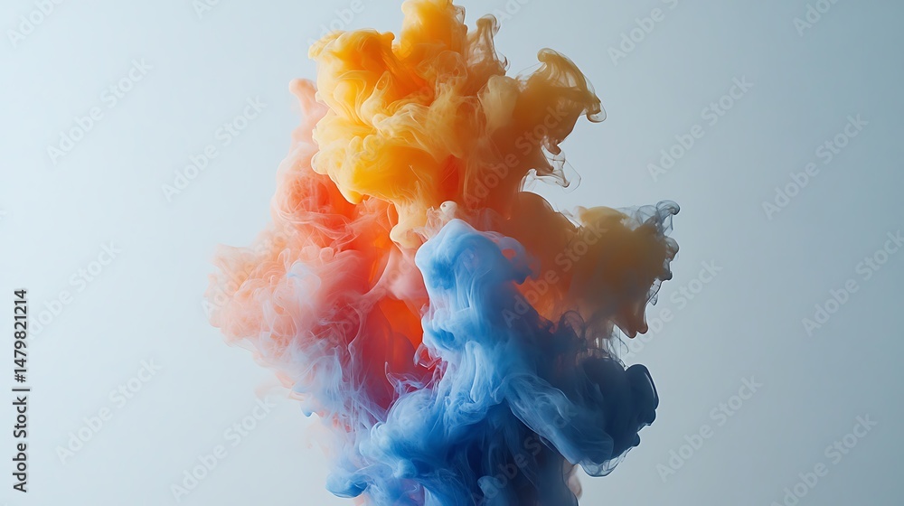 Poster colorful ink clouds in water create a mesmerizing abstract pattern