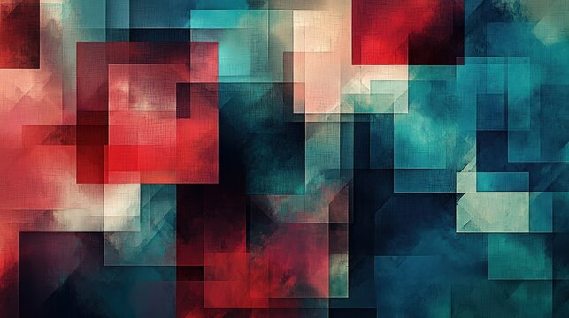 A digital abstract design composed of overlapping squares in different shades