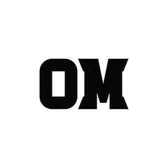 OM monogram logo design letter text name symbol monochrome logotype alphabet character simple logo