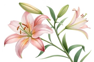 Lily Flower, watercolor clipart illustration with isolated background