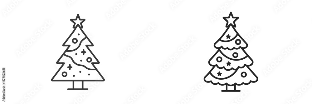 Aufkleber Collection of simple web icons featuring Christmas trees for festive web design and decoration projects