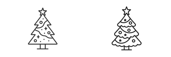 Collection of simple web icons featuring Christmas trees for festive web design and decoration projects