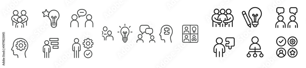 Aufkleber set of web icons depicting collaboration, creativity, and communication concepts for digital use