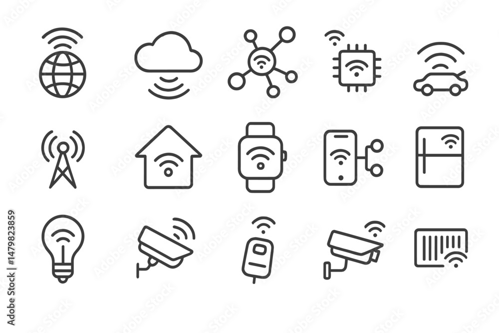 Leinwandbilder collection of web icons representing various aspects of connectivity and technology applications
