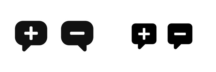 Collection of minimalist web icons representing chat bubbles for user interaction and feedback