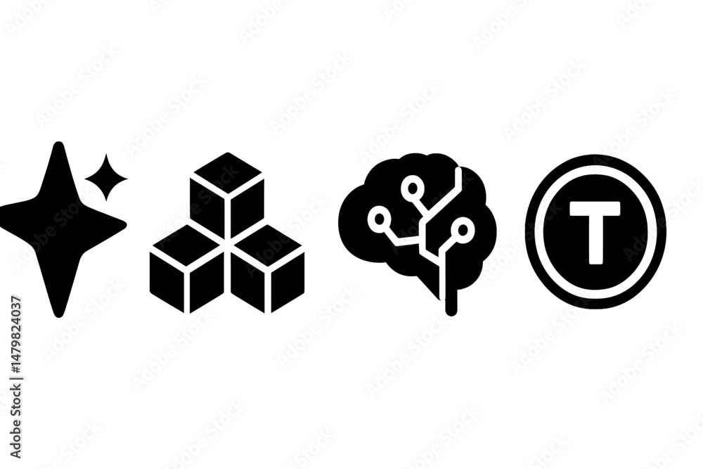 Aufkleber collection of web icons showcasing digital design elements for technology and creativity