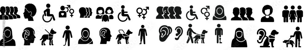 Aufkleber Collection of diverse web icons representing various accessibility and inclusion concepts for digital design projects