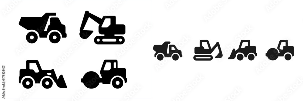 Poster Collection of construction vehicle web icons for design projects and applications