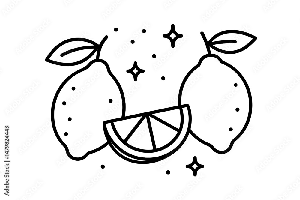 Aufkleber set of simple web icons featuring lemons and lime slices with decorative elements for various design