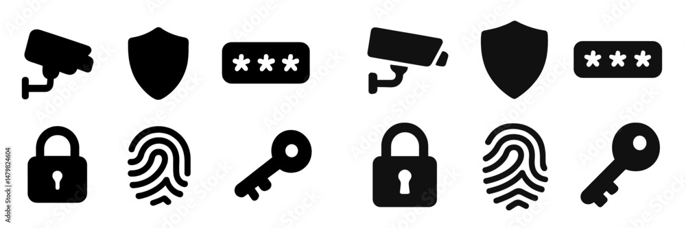 Leinwandbilder collection of essential web icons representing security features and privacy tools for online protec