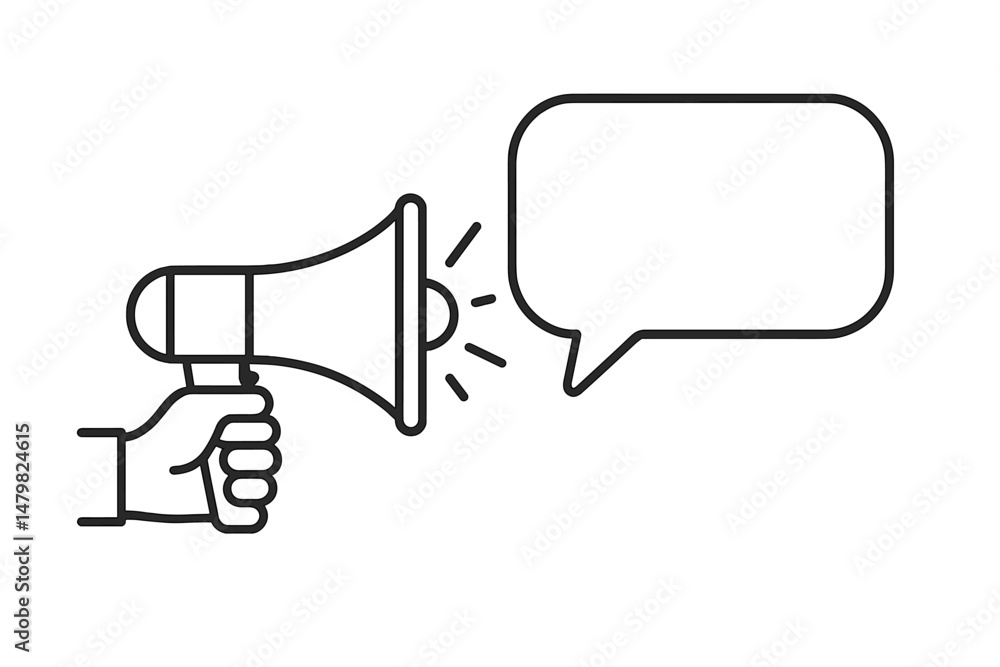 Aufkleber set of web icons featuring a megaphone and speech bubble for communication and social media design