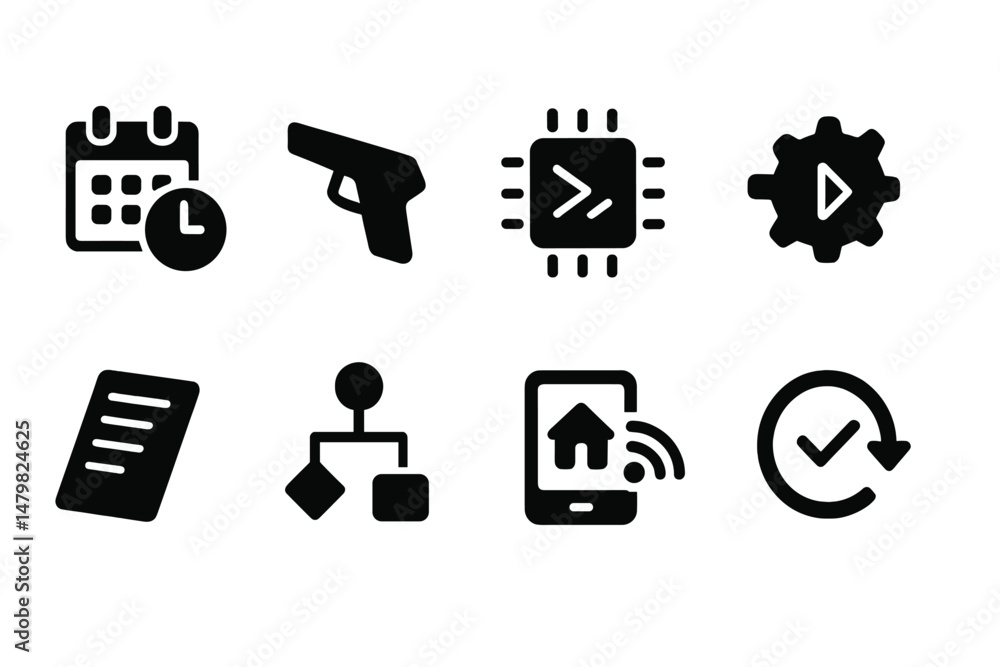 Fototapete Collection of web icons representing various digital functions and tools for user interface design and development