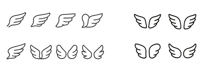 Obraz premium Collection of stylish web icons featuring various wing designs for creative projects