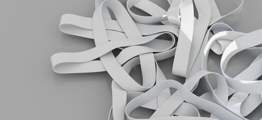 Close-up of tangled white rubber bands, great for texture backgrounds. High-resolution image.