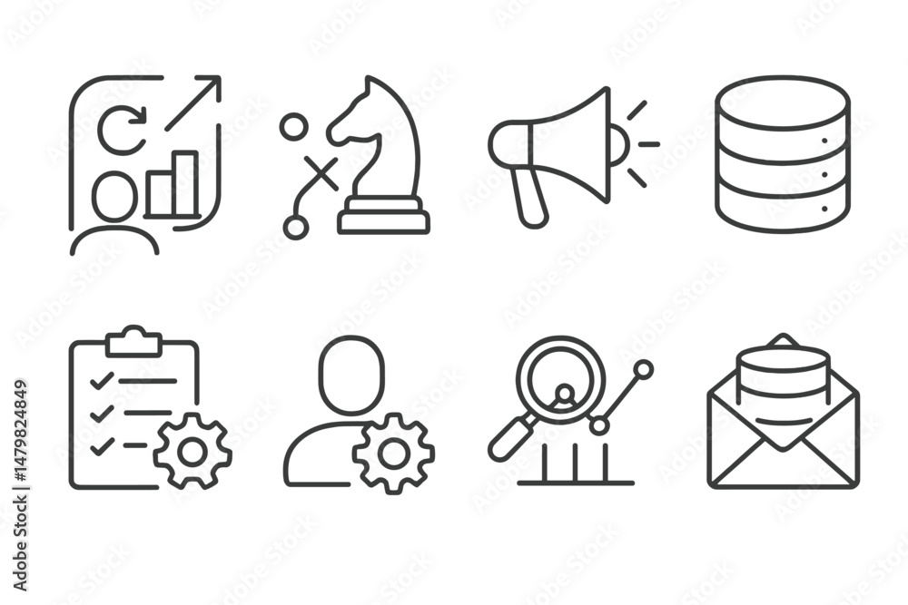 Leinwandbilder collection of web icons depicting various business and analytics concepts in a modern design style