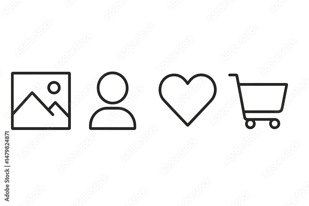 Poster set of web icons representing various online activities like sharing, user profiles, favorites, and 