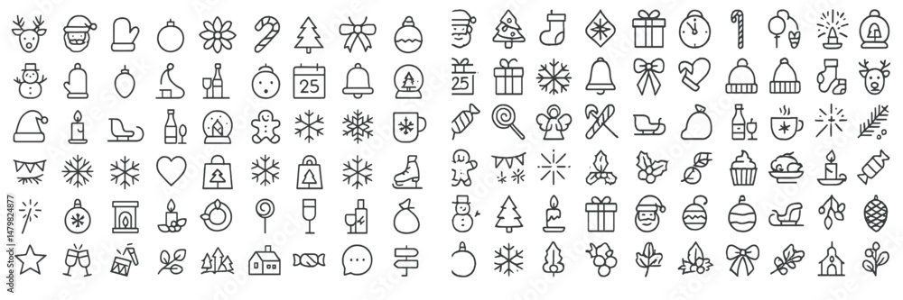 Aufkleber Set of web icons featuring festive symbols and elements for holiday themed design projects