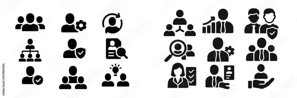 Fototapete Set of web icons representing teamwork, management, and user interaction for digital applications and websites