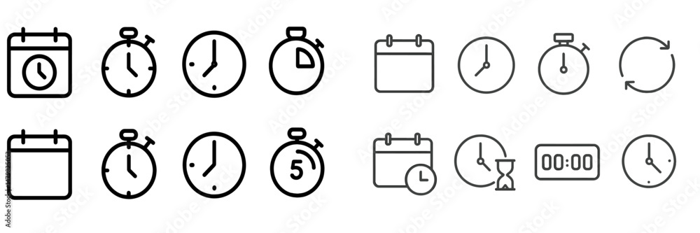 Leinwandbilder Collection of web icons illustrating various time-related elements and features for design projects
