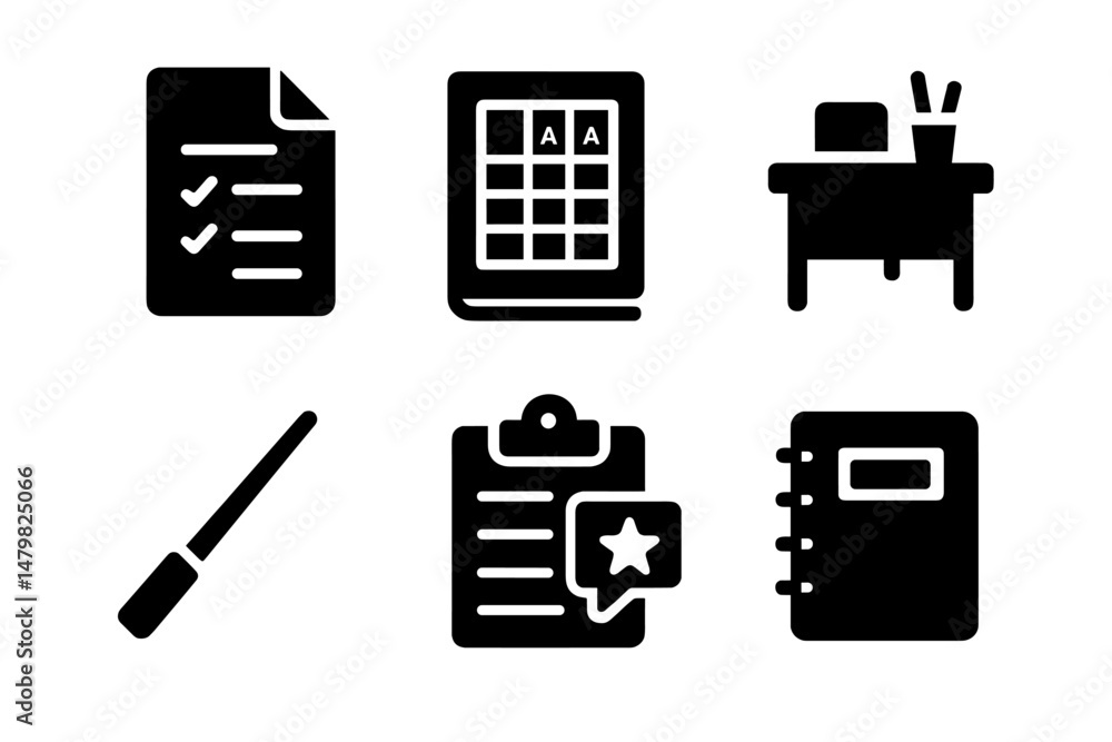 Fototapete creative collection of web icons representing various tools for organization, productivity, and plan