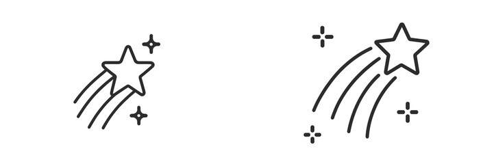 Set of web icons featuring shooting stars with sparkles for digital design projects and applications