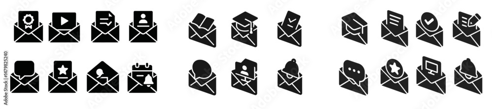 Leinwandbilder Set of web icons representing communication tools and media activities for digital platforms
