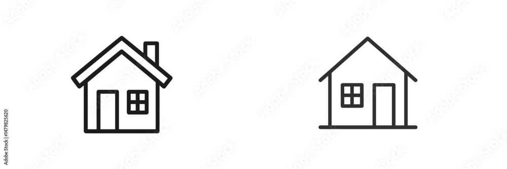 Fototapete set of web icons featuring simple house designs suitable for various digital projects