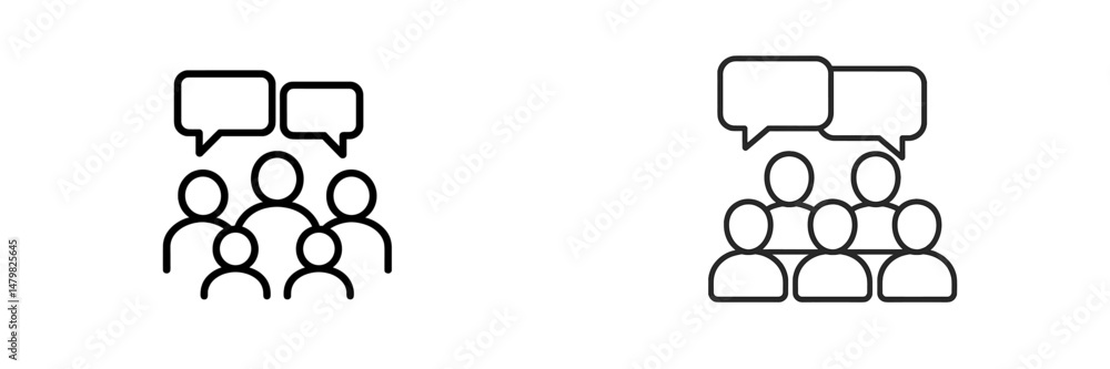 Fototapete collection of web icons illustrating group discussions and communication concepts