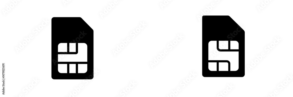 Leinwandbilder set of minimalist web icons representing sim cards for mobile technology and communication design