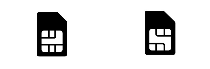 Set of minimalist web icons representing SIM cards for mobile technology and communication design