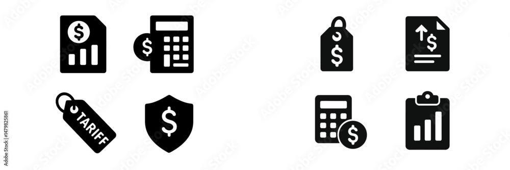 Aufkleber Collection of web icons representing financial themes and services for digital applications