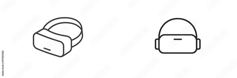 Poster web icons representing virtual reality headsets designed for user interface and web design projects