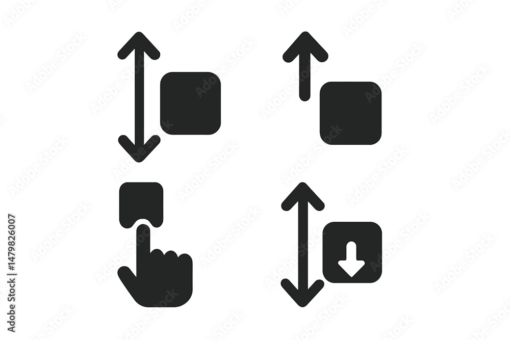 Poster collection of web icons representing various user interface functions and actions commonly used in d