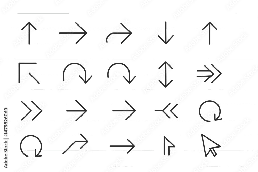 Fototapete set of web icons featuring arrows and directional symbols for digital design