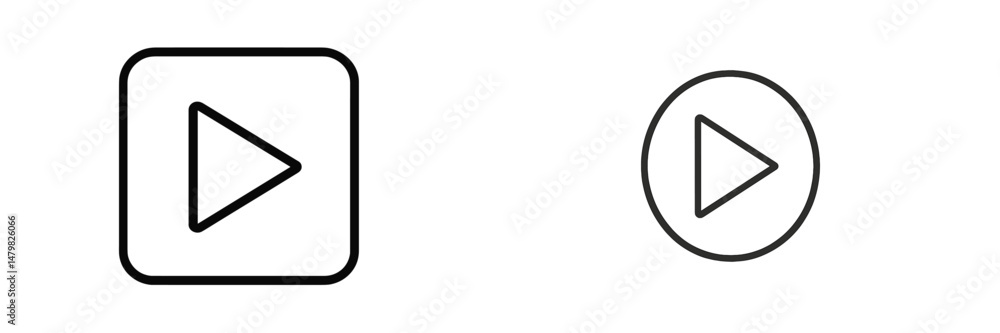 Poster Set of web icons featuring different styles of play button symbols designed for digital interfaces and applications