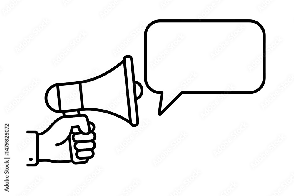 Fototapete set of web icons representing communication tools with a megaphone and speech bubble for digital app