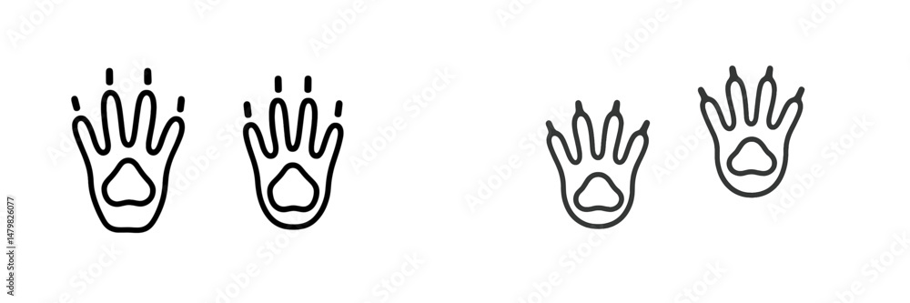 Poster set of simple web icons featuring handprint designs suitable for various digital applications in mod